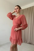 Pudra Puantiyeli Kruvaze Elbise thumbnail 2
