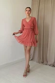 Pudra Puantiyeli Kruvaze Elbise thumbnail 1