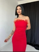 Kırmızı Tüylü Elbise thumbnail 2