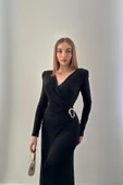 Siyah Işıltılı Tokalı Elbise thumbnail 3