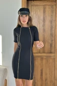 Siyah Fermuarlı Ottoman Elbise thumbnail 2