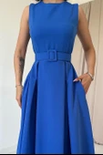 Saks Halter Yaka Kloş Elbise thumbnail 3