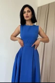 Saks Halter Yaka Kloş Elbise thumbnail 2