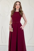 Bordo Halter Yaka Kloş Elbise thumbnail 2