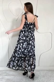 Siyah Şifon Drapeli Elbise thumbnail 4