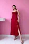 Kırmızı Askılı Saten Elbise thumbnail 1