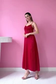 Kırmızı Askılı Saten Elbise thumbnail 3
