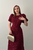 Bordo Güllü Elbise thumbnail 3