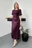 Mor Midi Boy Pul Payet Elbise thumbnail 1
