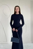 Lacivert Basic Kadın Midi Elbise thumbnail 3