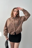 Kahverengi Taşlı Poplin Gömlek thumbnail 1
