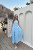 Bebe Mavi Halter Yaka Kloş Elbise thumbnail 1