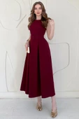 Bordo Halter Yaka Kloş Elbise thumbnail 4