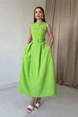 Yeşil Halter Yaka Kloş Elbise thumbnail 3