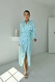 Bebe Mavi Kuşaklı Gömlek Elbise thumbnail 2