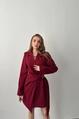 Bordo Yandan Tokalı Ceket Elbise thumbnail 3