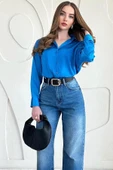 Mavi Saten Gömlek thumbnail 4