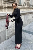 Siyah Sırt Dekolte Detaylı Drapeli Elbise thumbnail 4