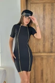 Siyah Fermuarlı Ottoman Elbise thumbnail 3