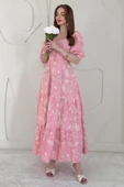 Pembe Balon Kollu İşlemeli Elbise thumbnail 1
