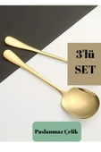 Gold Paslanmaz Çelik Servis Kaşık 3 Adet 21 Cm thumbnail 1