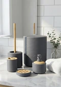 Bambu Detaylı Akrilik Banyo Seti - 5 Parça thumbnail 2