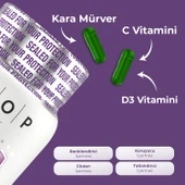 Beta Glukan Kara Mürver, C Vitamini, Çinko Bitkisel Vegan 30 Kapsül thumbnail 4