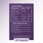 Beta Glukan Kara Mürver, C Vitamini, Çinko Bitkisel Vegan 30 Kapsül thumbnail 5