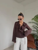 Kadın Kahve Gömlek thumbnail 3