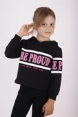 Toontoy Kız Çocuk Regular Fit Kapüşonlu Baskılı Basic Sweatshirt - 2 İplik thumbnail 1