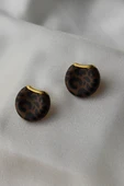 Leopar Desenli Düğme Model Küpe thumbnail 2