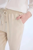 Defacto Bej Harem Belmando Kumaş Pantolon Cepli Normal Bel Basic Düz Paça thumbnail 6