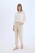 Defacto Bej Harem Belmando Kumaş Pantolon Cepli Normal Bel Basic Düz Paça thumbnail 2