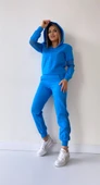 File Detaylı Kapüşonlu Eşofman Takımı Mavi thumbnail 8