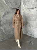 Apoletli Premium Kaşe Kaban Vizon thumbnail 4