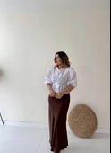 Bağlama Detaylı Poplin Gömlek Ekru thumbnail 2