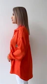 Göz Nakışlı Keten Gömlek Turuncu thumbnail 5