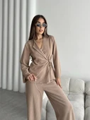 Bağlama Detaylı Triko Takım Camel thumbnail 7