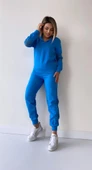 File Detaylı Kapüşonlu Eşofman Takımı Mavi thumbnail 7