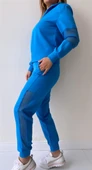 File Detaylı Kapüşonlu Eşofman Takımı Mavi thumbnail 2