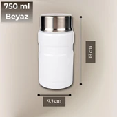 750 ml Paslanmaz Çelik Yemek Termosu-Çelik Kaşıklı,Beyaz thumbnail 3