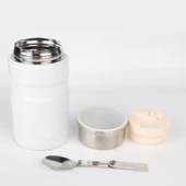 750 ml Paslanmaz Çelik Yemek Termosu-Çelik Kaşıklı,Beyaz thumbnail 6