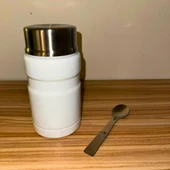 750 ml Paslanmaz Çelik Yemek Termosu-Çelik Kaşıklı,Beyaz thumbnail 7