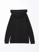LCWAIKIKI Basic Siyah Kapüşonlu Kadın Kalın Fermuarlı Sweatshirt thumbnail 7