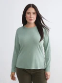 LCWAIKIKI Basic Yeşil Bisiklet Yaka Kadın Body thumbnail 2