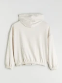 XSIDE Bej Kapüşonlu Oversize Kadın Fermuarlı Sweatshirt thumbnail 4