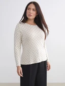 LCWAIKIKI Basic Bej Bisiklet Yaka Puantiyeli Kadın Body thumbnail 2
