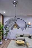 Rattan Papatya Model Siyah Gri Renk Avize thumbnail 1