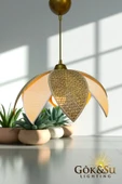 Rattan Papatya Model Kahverengi Avize thumbnail 2