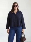 LCW Vision Lacivert Oversize Kadın Gömlek thumbnail 2